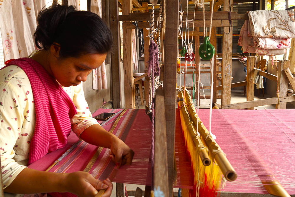 Woman at loom in Northeast India
